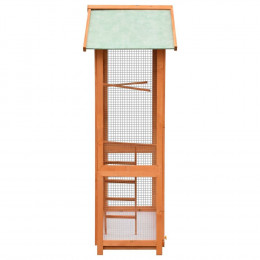 Cage À Oiseaux Pin Massif Et Bois De Sapin 120x60x168 Cm - Brun - Accessoires Pour Oiseaux - Cages Et Perchoirs À Oiseaux - B