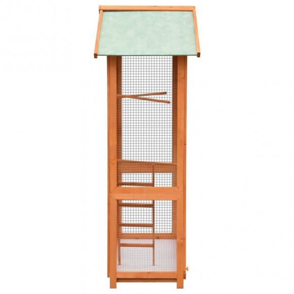 Cage À Oiseaux Pin Massif Et Bois De Sapin 120x60x168 Cm - Brun - Accessoires Pour Oiseaux - Cages Et Perchoirs À Oiseaux - B