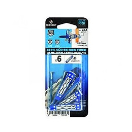 Lot De 6 Chevilles Et Vis Couleur Red Head, Diam.8 Mm X L.50 Mm