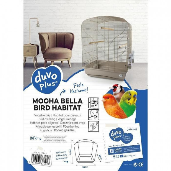 Laroy Duvo Cage Pour Oiseaux Mocha Bella - 54 X 39 X 71 Cm - Moka