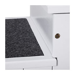 Escalier Pour Chien Animaux Rampe 3 Marches Revêtement Tapis Coffre Interne Rangement Blanc Gris