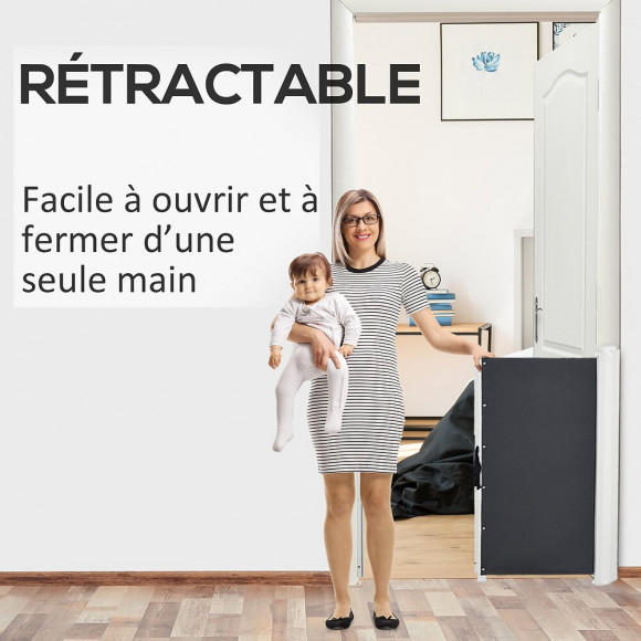 Barrière De Sécurité Barrière Animaux Rétractable Automatique 1,15l X 0,83h M Teslin Métal Gris