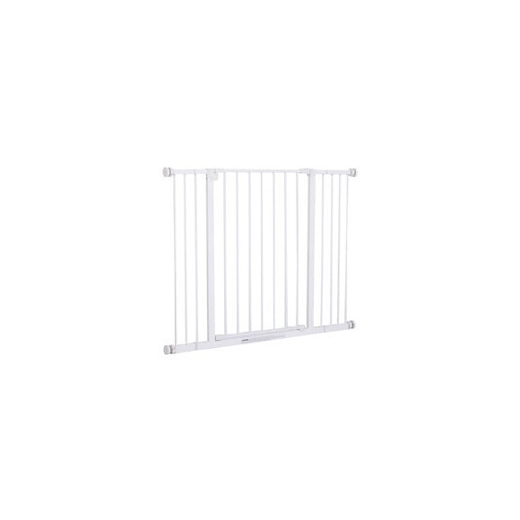 Barrière De Sécurité Longueur Réglable Dim. 72-107l X 76h Cm Sans Perçage Métal Plastique Blanc