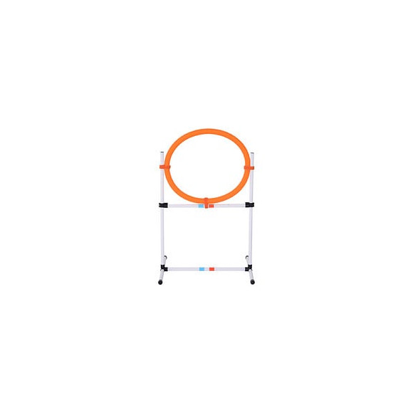 Agility Sport Pour Chiens Anneau D'agilité Et Obstacle 2 En 1 Avec Sac De Transport Plastique Blanc Orange