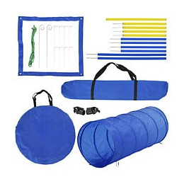 Agility Sport Pour Chiens Équipement Complet Obstacle, Tunnel, Slalom, Zone Repos + Sac De Transport Bleu Jaune