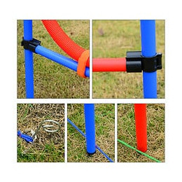 Agility Sport Pour Chiens Équipement Complet Obstacles Et Entrainement 11 Pièces Avec Sac De Transport Acier Rouge Et Bleu