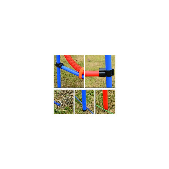 Agility Sport Pour Chiens Équipement Complet Obstacles Et Entrainement 11 Pièces Avec Sac De Transport Acier Rouge Et Bleu