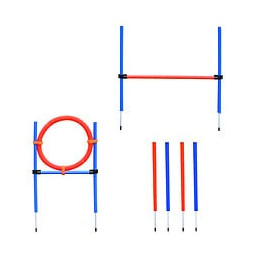 Agility Sport Pour Chiens Équipement Complet Obstacles Et Entrainement 11 Pièces Avec Sac De Transport Acier Rouge Et Bleu