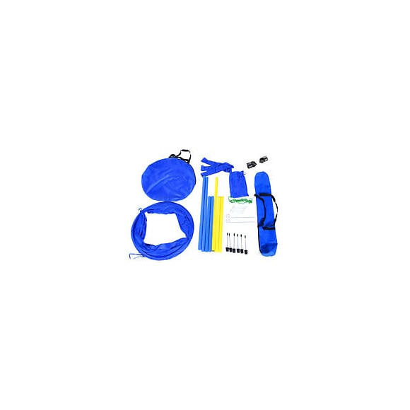 Agility Sport Pour Chiens Équipement Complet Obstacles, Tunnel, Slalom, Zone Repos + 2 Sacs De Transport Bleu Jaune