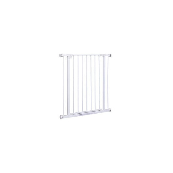 Barrière De Sécurité Longueur Réglable Dim. 72-82l X 76h Cm Sans Perçage Métal Plastique Blanc