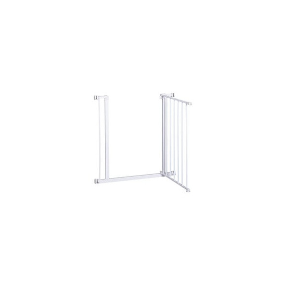 Barrière De Sécurité Longueur Réglable Dim. 72-82l X 76h Cm Sans Perçage Métal Plastique Blanc