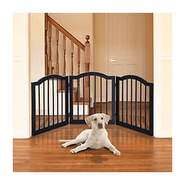 Pawhut Barrière De Sécurité Barrière Modulable Pliable Pour Animaux De Compagnie Avec Pieds De Support Mdf Bois Dim. 154,5l