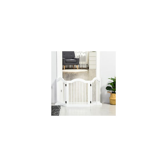 Barrière Modulable Pliable Barrière De Sécurité 154,5l X 61h Cm Mdf Blanc