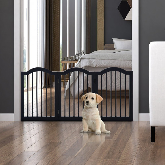 Pawhut Barrière De Sécurité Barrière Modulable Pliable Pour Animaux De Compagnie Avec Pieds De Support Mdf Bois Dim. 154,5l