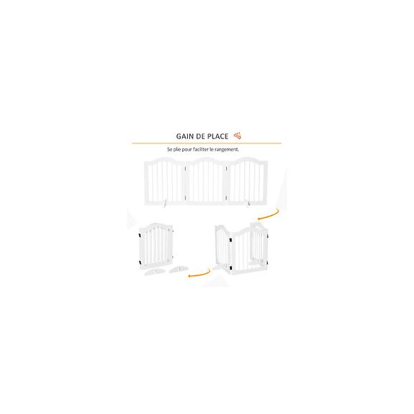 Barrière Modulable Pliable Barrière De Sécurité 154,5l X 61h Cm Mdf Blanc