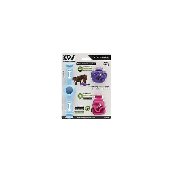 Coffret K9 Connectables Starter Pack Jouet Puzzle Stimulant Pour Chiens Mini - Bleu/violet/rose