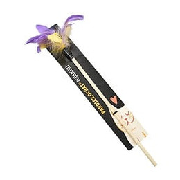 Vitakraft Jouet Plumeau Manche En Bois - Bleu Turquoise Et Violet - Pour Chat