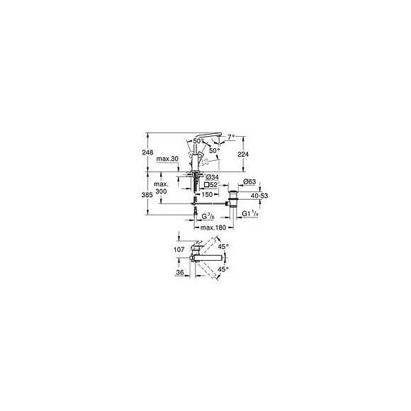 Mitigeur Lavabo Eurocube Taille L