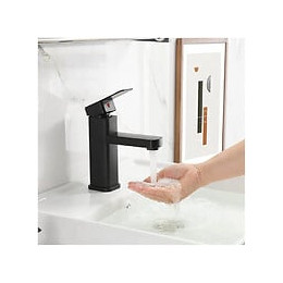 Mitigeur De Bain Pour Lavabo Carré Noir Mat