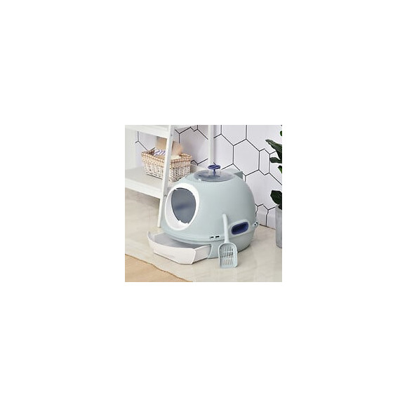 Maison De Toilette Portable Pour Chat Tiroir À Litière Coulissant Porte Battante Lucarne + Pelle Fournis Dim. 47l X 55l X 44h