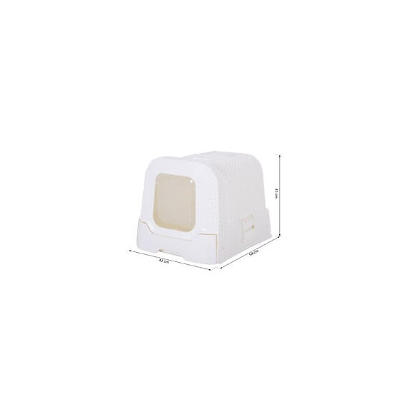 Maison De Toilette Pour Chat Tiroir À Litière Coulissant Porte Battante Filtre Odeur + Pelle Fournis 54l X 42l X 41h Cm Blanc