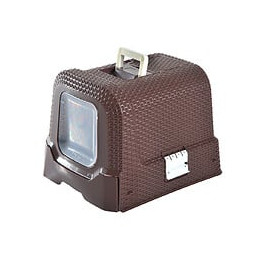 Maison De Toilette Pour Chat Tiroir À Litière Coulissant Porte Battante Filtre Odeur + Pelle Fournis 54l X 42l X 41h Cm Choco