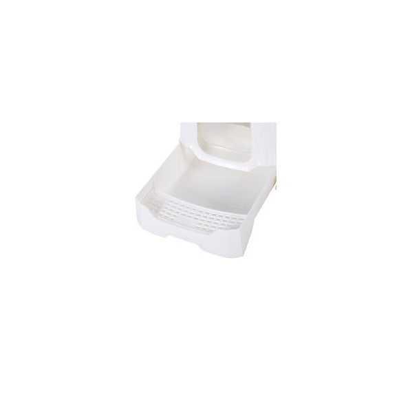 Maison De Toilette Pour Chat Tiroir À Litière Coulissant Porte Battante Filtre Odeur + Pelle Fournis 54l X 42l X 41h Cm Blanc