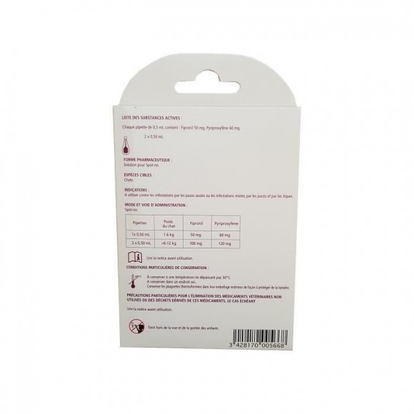 Vetocanis Pipettes Anti-puces Et Anti-tiques Duo - 2 Pipettes Pour 5 Semaines De Protection - Pour Chat