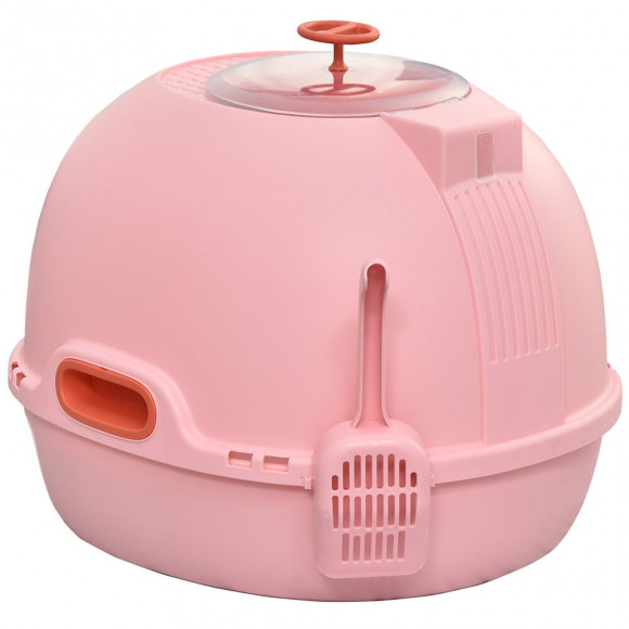 Maison De Toilette Portable Pour Chat Tiroir À Litière Coulissant Porte Battante Lucarne + Pelle Fournis Dim. 47l X 55l X 44h