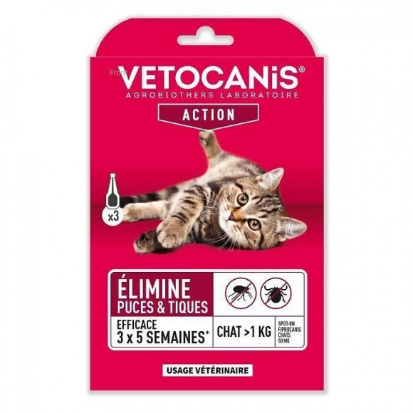 Vetocanis Pipettes Spot On, Anti-puces Et Anti-tiques - Pour Chat