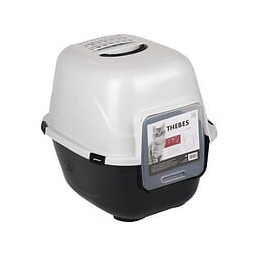 Mpets Maison De Toilette Thebes - 62x53x58 Cm - Noir Et Blanc - Pour Chat