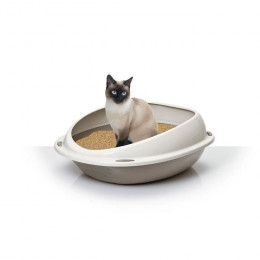 Aime Bac A Litiere Ovale Avec Rebord Amovible - 57 X 40 X 19 Cm - Pour Chat