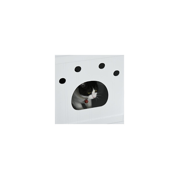 Maison De Toilette Pour Chat Design Porte Entrée Patte Chat 2 Mdf Blanc