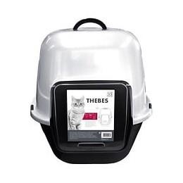 Mpets Maison De Toilette Thebes - 62x53x58 Cm - Noir Et Blanc - Pour Chat