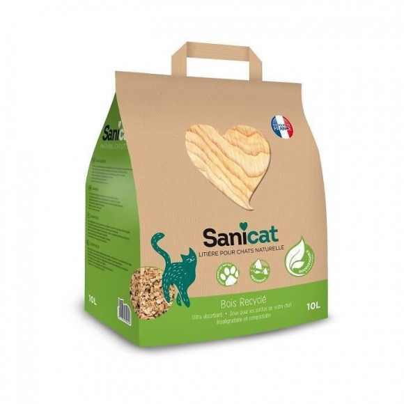 Sanicat Litiere En Bois Recycle, Compostable Et Recyclable - Pour Chat