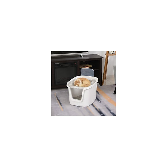 Maison De Toilette Pour Chat - Bac À Litière Chat - Double Porte Battante Et Supérieure - Filtre Odeur + Pelle Fournis - Bla