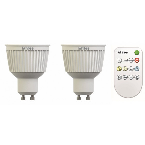 Kit De 2 Ampoules Led Iwhites - Gu10 - 7w 345lm 2700k - Avec Télécommande