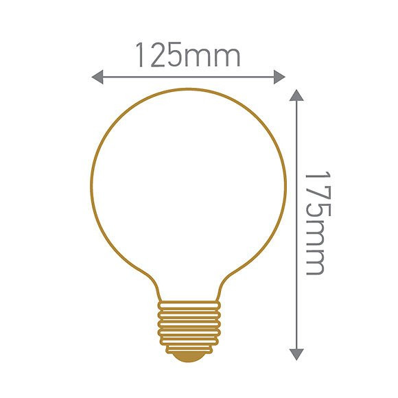 Ampoule Globe G125 Filament Led 4 Loops 4w E27 Dimmable Smokey