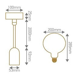 Kit: Ampoule Filament Torsadé Led + Suspension Béton