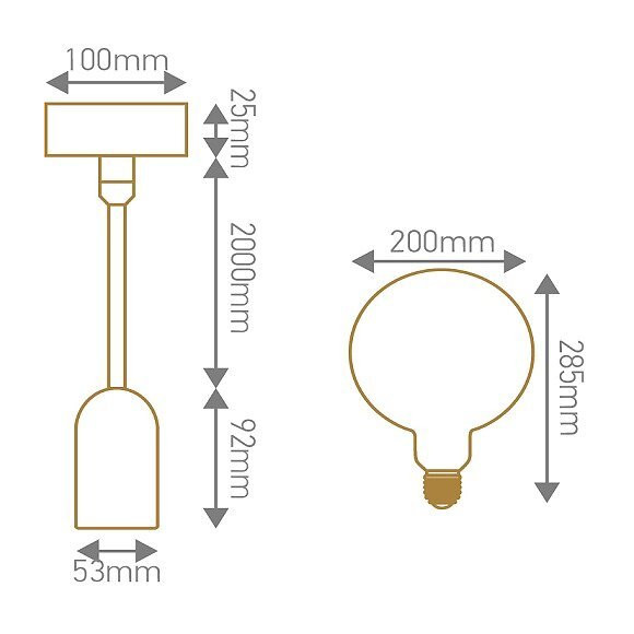 Kit: Ampoule Filament Torsadé Led + Suspension Béton