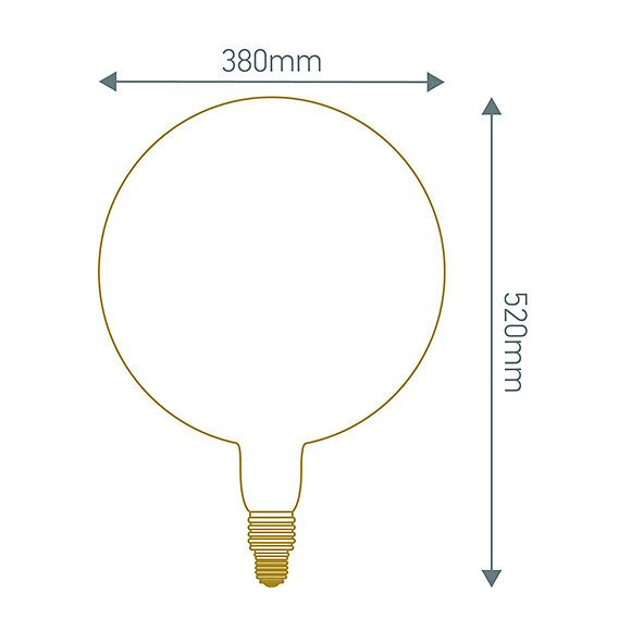 Globe Géant Ø380mm Filament Led Spiral 8w E40 2000k 400lm Dim Ambré