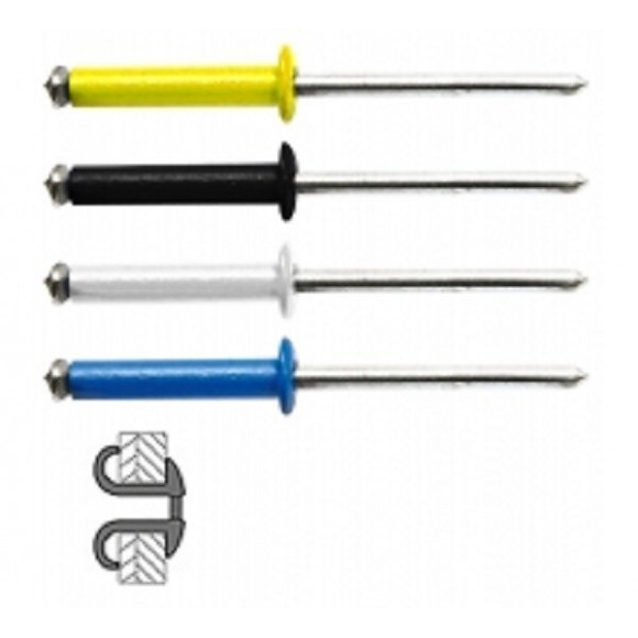 48 Rivets Éclatés Alu/acier À Tête Plate Couleur Ø 4 X 16 Mm