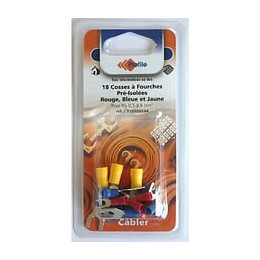 18 Cosses En Fourche Rouges + Bleues + Jaunes