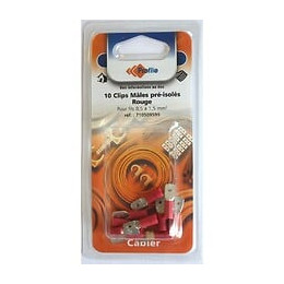 10 Cosses Clips Pré-isolées Mâles Rouges