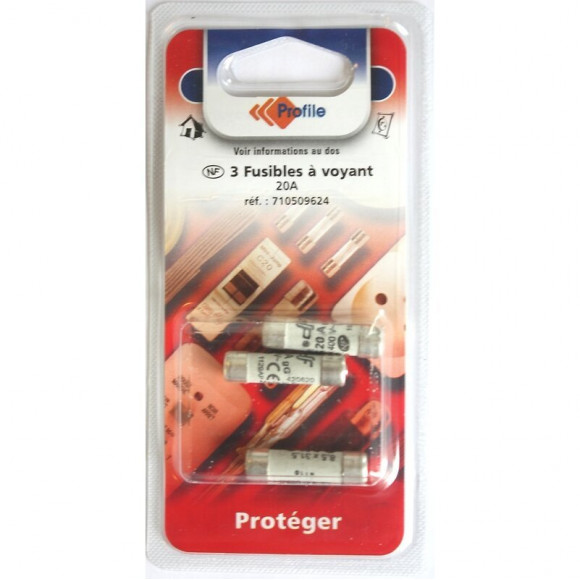 3 Fusibles A Voyant 8.5x31.5 Mm - 20a