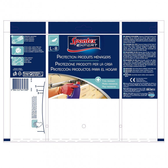 Gants De Protection Produits Ménagers Spontex Expert, Taille L