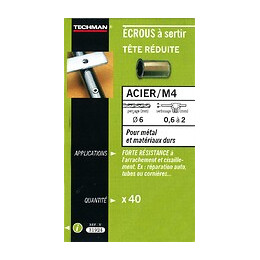 40 Écrous M4 À Sertir Acier Avec Tête Réduite