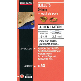 50 Oeillets Laiton Ø 4 Mm Avec Outil De Pose