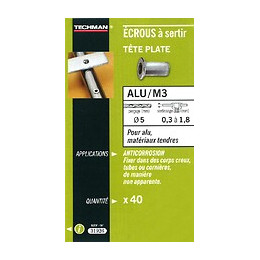 35 Écrous M5 À Sertir Alu Avec Tête Plate