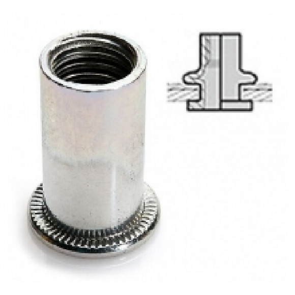 40 Écrous M6 À Sertir Acier Avec Tête Plate